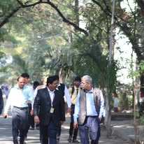 Campus walk with faculty during an academic visit