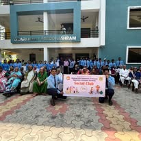 Social Club visit to Vruddhashram — group with residents