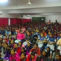 Packed audience of students at a campus programme