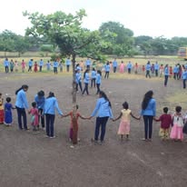 Human chain of solidarity with rural children